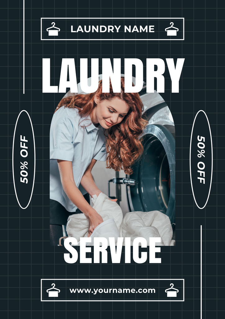 Laundry Services Ad Poster Modelo de Design