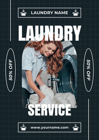 Laundry Services Ad Poster Design Template