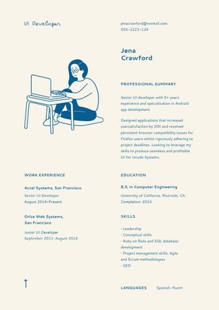 Web Developer skills and experience Resume – шаблон для дизайну
