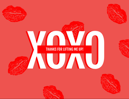 Plantilla de diseño de frase agradecida linda con el patrón de labios rojos Postcard 4.2x5.5in 