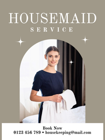 Cleaning Services Offer with a Smiling Maid Poster US Design Template