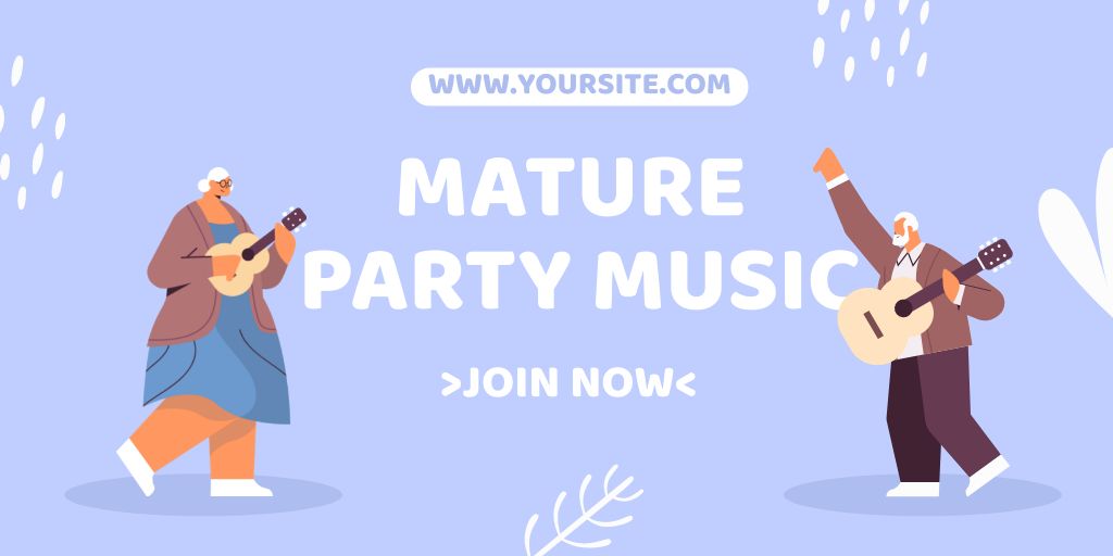 Mature Music Party Announcement With Illustration Twitter Design Template