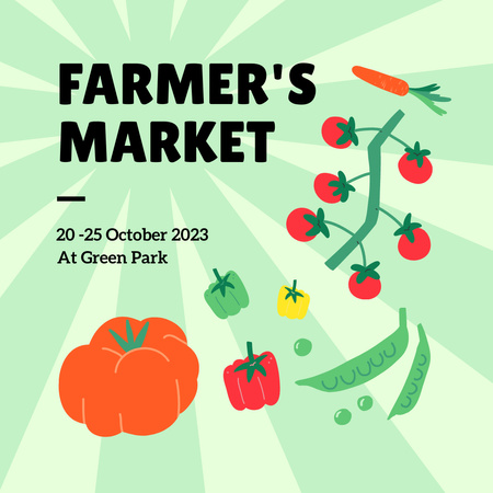 Anúncio do Farmer's Market com vegetais brilhantes Instagram AD Modelo de Design