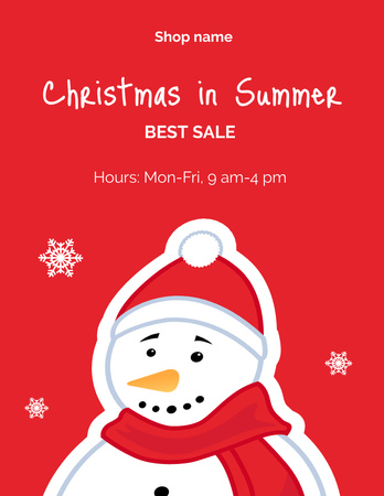 Christmas Sale with Cute Snowman and Snowflakes Flyer 8.5x11in tervezősablon