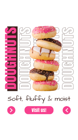 Designvorlage Sonderangebot im Donut Shop mit einer Menge Donuts für Instagram Story