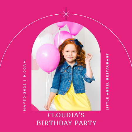 Girls birthday party Instagram Design Template
