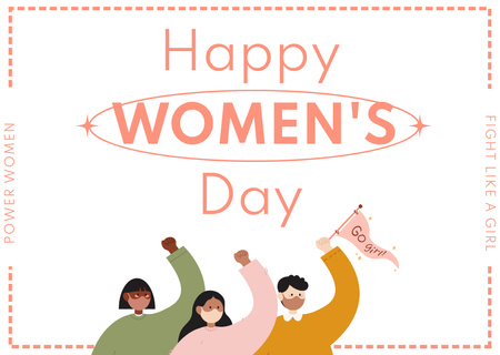Naistenpäivän tervehdys feministien kanssa Card Design Template