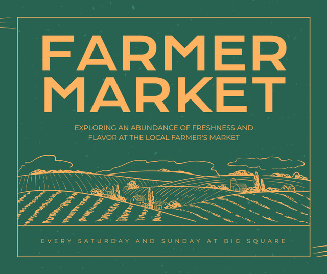 Market Announcement with Farmland Sketch Facebook Design Template