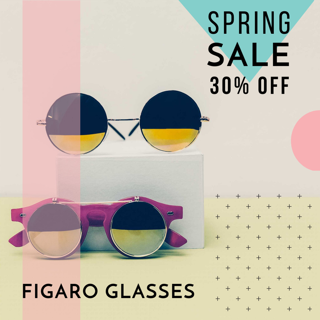 Fashion sale Advertisement with Sunglasses Instagramデザインテンプレート