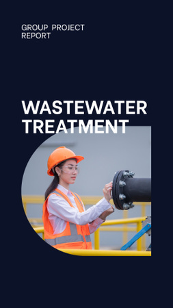 Wastewater Treatment Report on Dark Blue Mobile Presentation Design Template