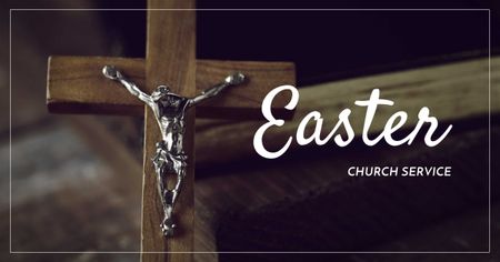 Church Service Offer on Easter with Cross Facebook AD Design Template