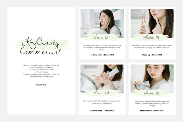 Young Woman applying cream Storyboard Design Template