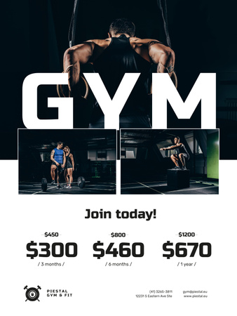 Plantilla de diseño de Gym Offer with People doing Workout Poster US 