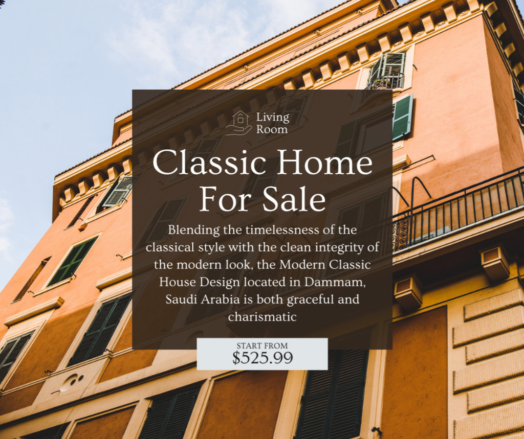Classic House for Sale Facebook Design Template
