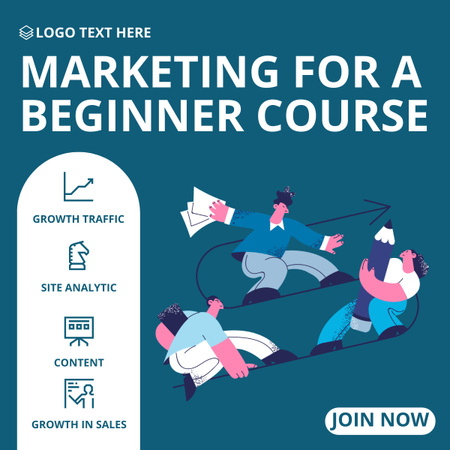 Platilla de diseño Course of Marketing for Beginners LinkedIn post