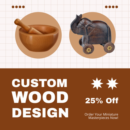 Modèle de visuel Articles de décoration en bois en menuiserie avec réductions - Instagram AD