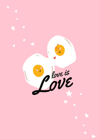 Cute Valentine's Day Holiday Greeting with Eggs Postcard 5x7in Vertical Design Template