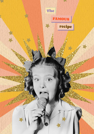 Ontwerpsjabloon van Poster van Cute Little Girl eating Ice Cream