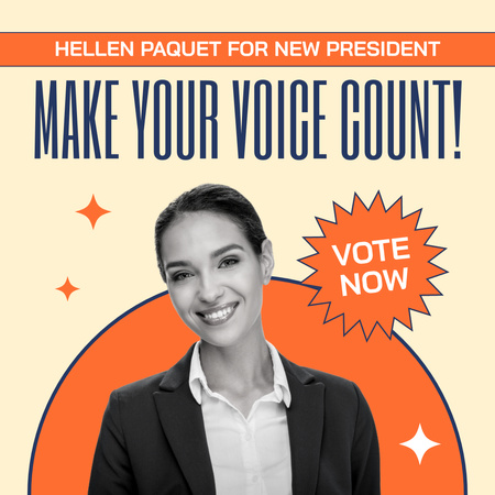 Voting Announcement with Woman on Orange Instagram AD Design Template