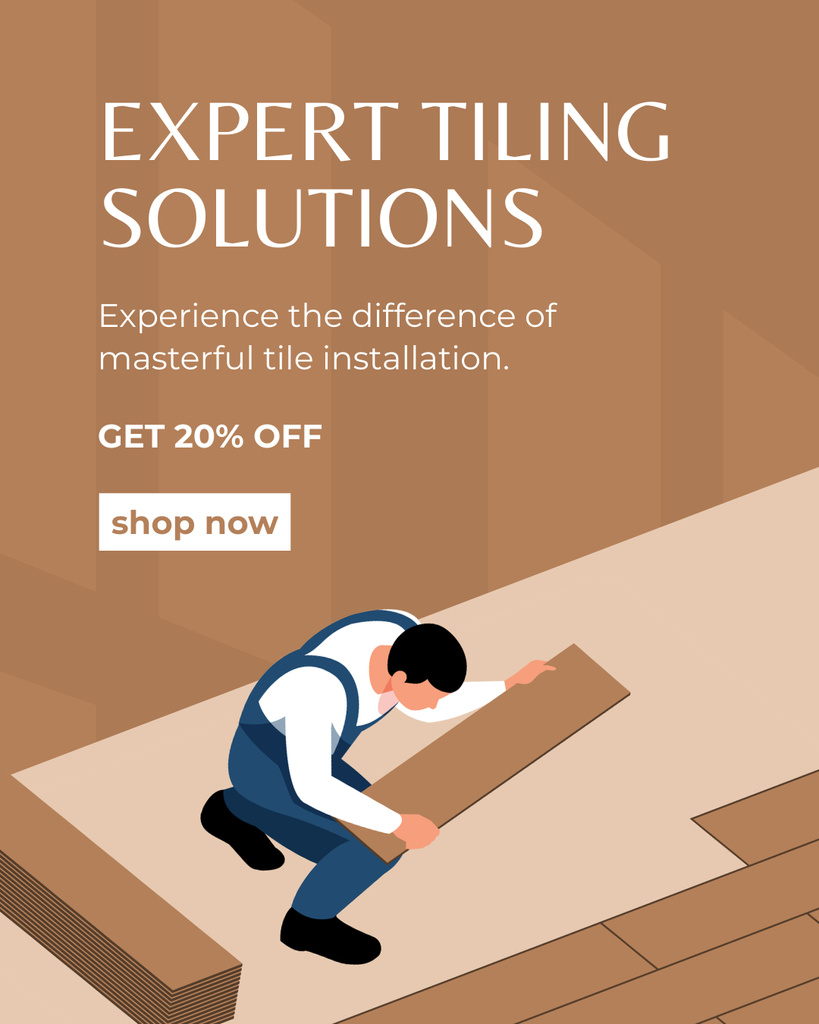 Advanced Level Tiling Solutions With Discount Offer Instagram Post Vertical Design Template