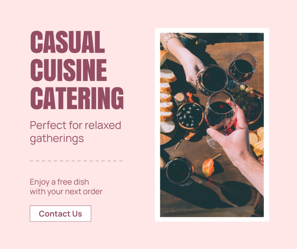 Casual Cuisine Catering for Relaxing Meetings Facebook Modelo de Design