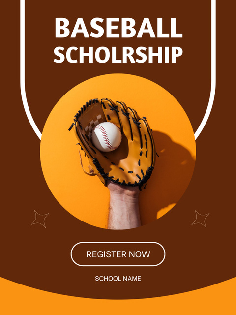 Baseball Scholarship Offer on Brown Poster US Design Template