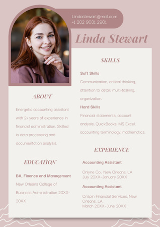 Template di design Accounting Assistant Skills With Work Experience Resume