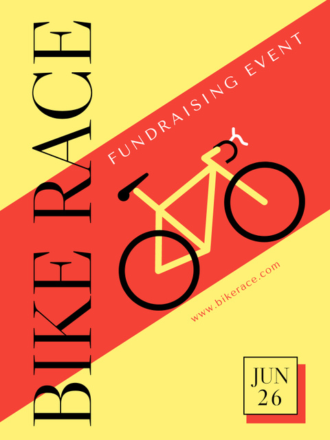 Charity Bike Ride Announcement in Red and Yellow Poster US Modelo de Design