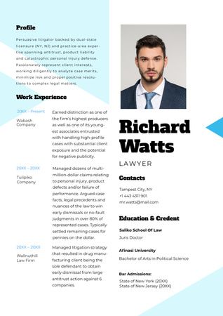 Professional Lawyer profile and experience Resume Design Template