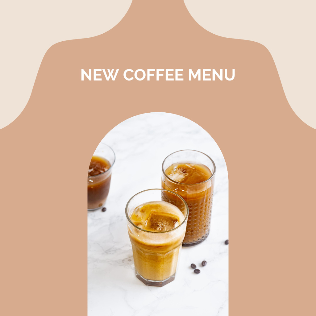 Iced Latte for Cafe menu Instagram Tasarım Şablonu