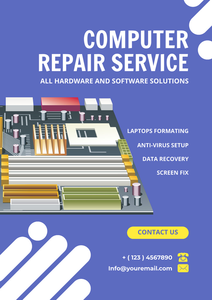Computer Repair Service Ad Poster Tasarım Şablonu