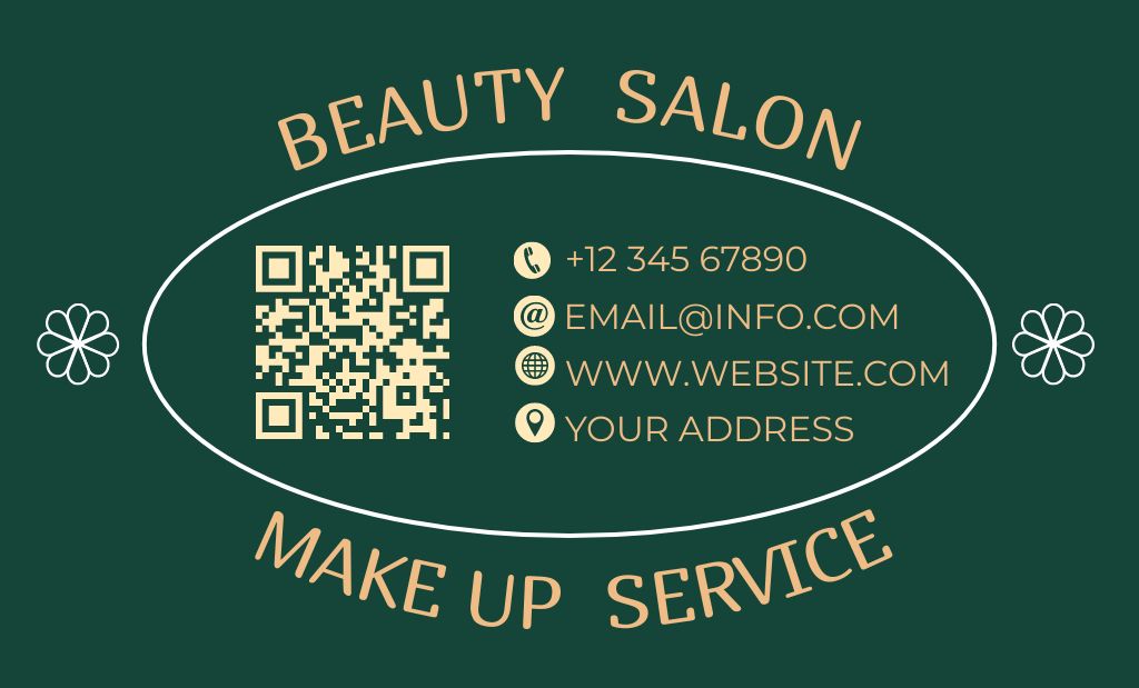 Makeup Services Ad on Deep Green Business Card 91x55mm Modelo de Design