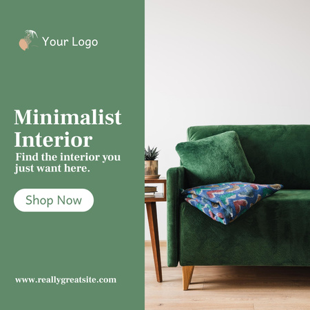 Furniture Store Advertisement with Cozy Sofa Instagram Design Template