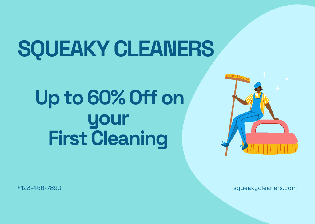 Skilled Cleaning Services Offer With Discount Flyer A6 Horizontal Design Template