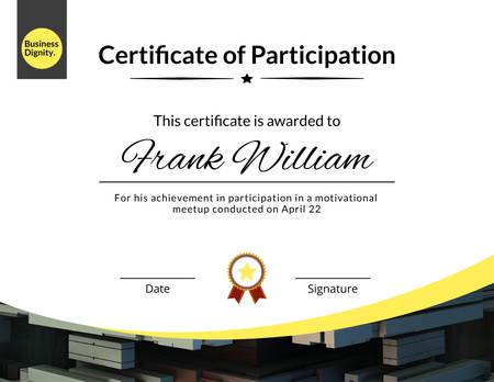 Employee Participation Certificate on Professional Development Certificate tervezősablon
