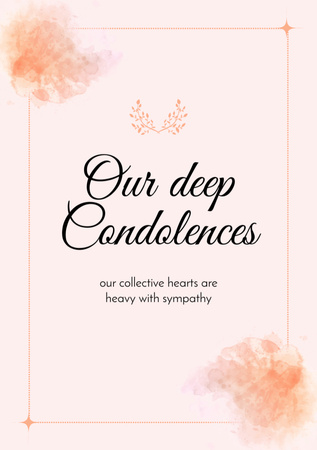 Deepest Condolences Phrase With Floral Wreath Postcard A5 Vertical Design Template