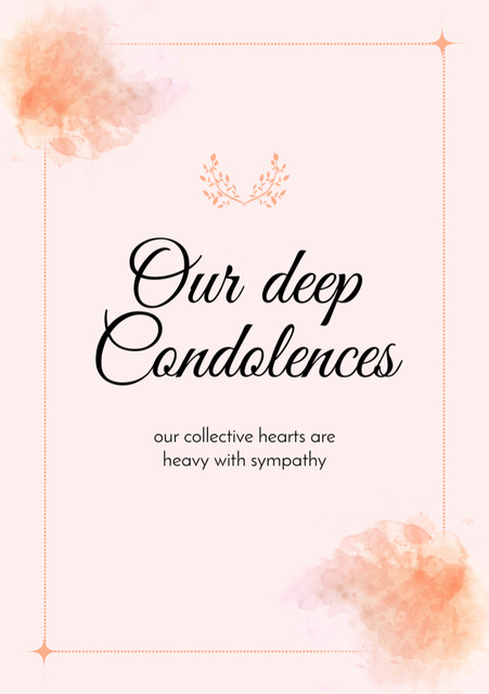 Modèle de visuel Deepest Condolences Phrase With Floral Wreath - Postcard A5 Vertical