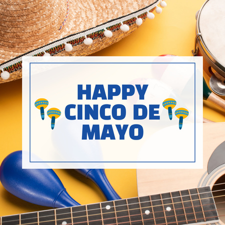 Designvorlage Herzlichen Glückwunsch zu Cinco de Mayo zu Gelb für Instagram
