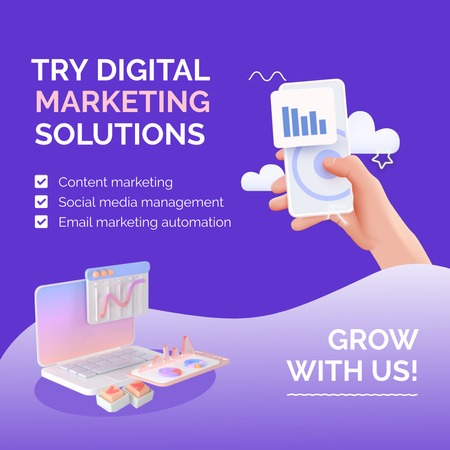 Digitální marketingová agentura nabízející řešení a strategii Animated Post Šablona návrhu