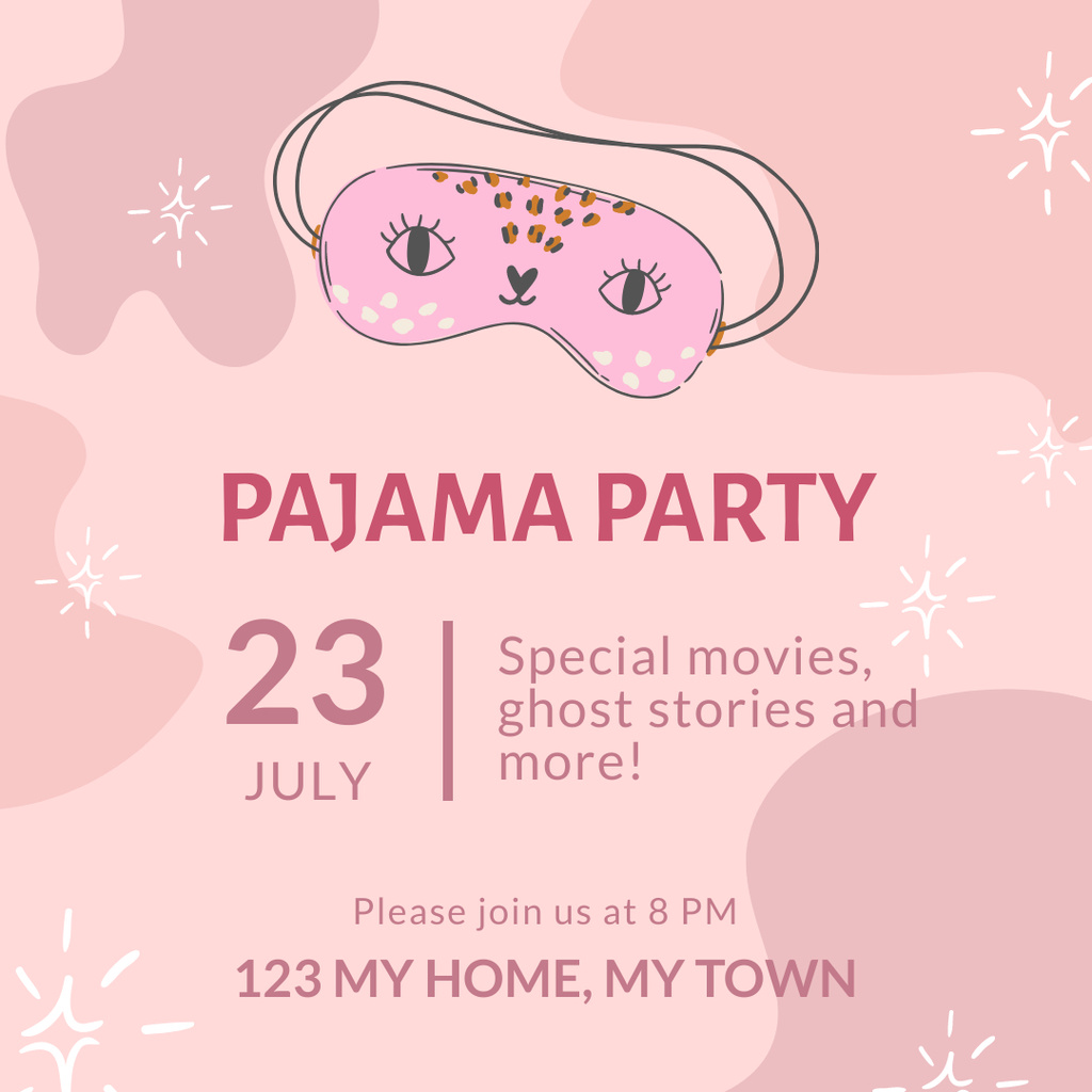 Sweet Pinky Pajamas Party  Instagram Design Template