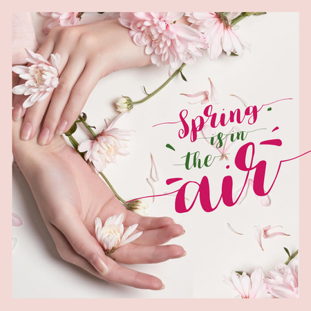 Female hands with spring flowers Instagram AD Design Template