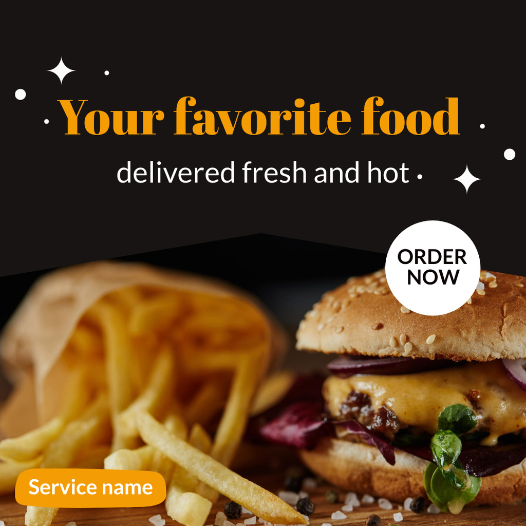 Special Fast Food Delivery Service With French Fries Instagram AD Modelo de Design