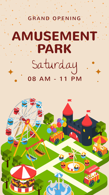 Designvorlage Grand Opening Amusement Park für Instagram Story