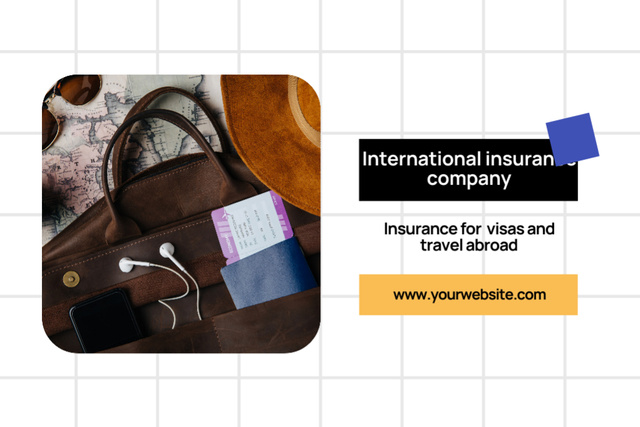 International Insurer Promotional Campaign With Travel Stuff Flyer 4x6in Horizontal Design Template