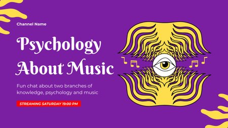 Plantilla de diseño de Canal intrigante sobre música y psicología Youtube 