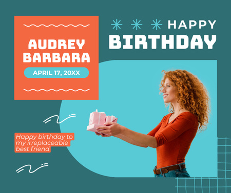Birthday Wishes for Curly Young Woman Facebook Design Template
