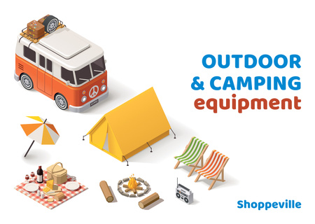 Plantilla de diseño de Camping Equipment Sale Announcement Postcard 