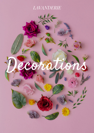Plantilla de diseño de Egg Shaped Spring Flowers on Pink Flyer A4 