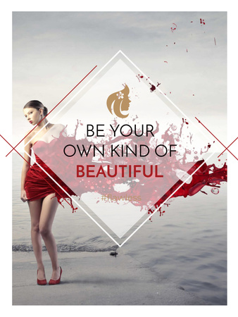 Beauty quote with Young attractive Woman Poster US Modelo de Design