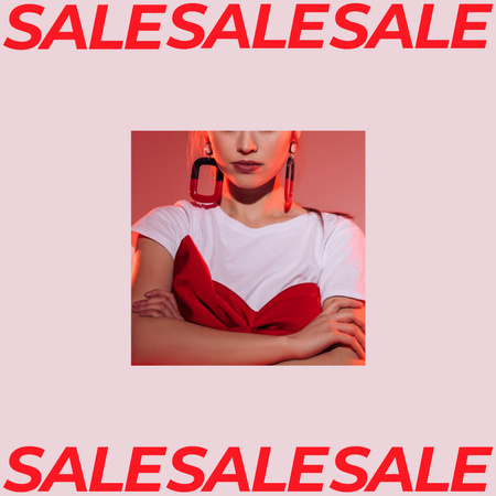 Designvorlage Damen Day Sale Girl mit stilvollen Ohrringen für Instagram AD